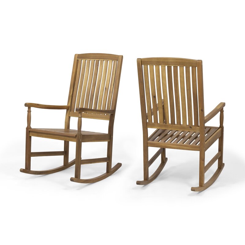 Highland Dunes Outdoor Mccomb Rocking Solid Wood Chair Reviews Wayfair   Outdoor Mccomb Rocking Solid Wood Chair 